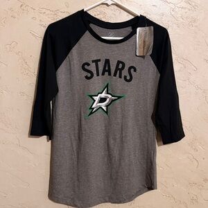 Dallas Stars Hockey NHL Women’s Raglan T-Shirt 3/4 length sleeves size S NWT